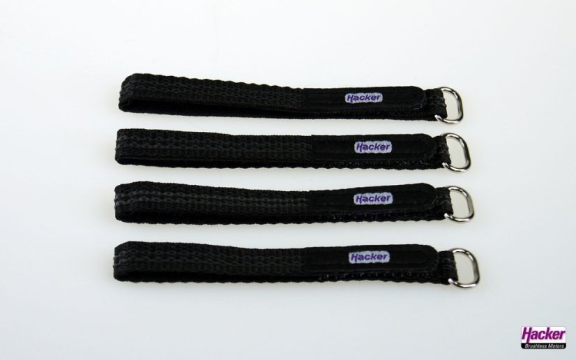 Suchý zip s přezkou 10x200 mm, pogumovaný, 4 kusy